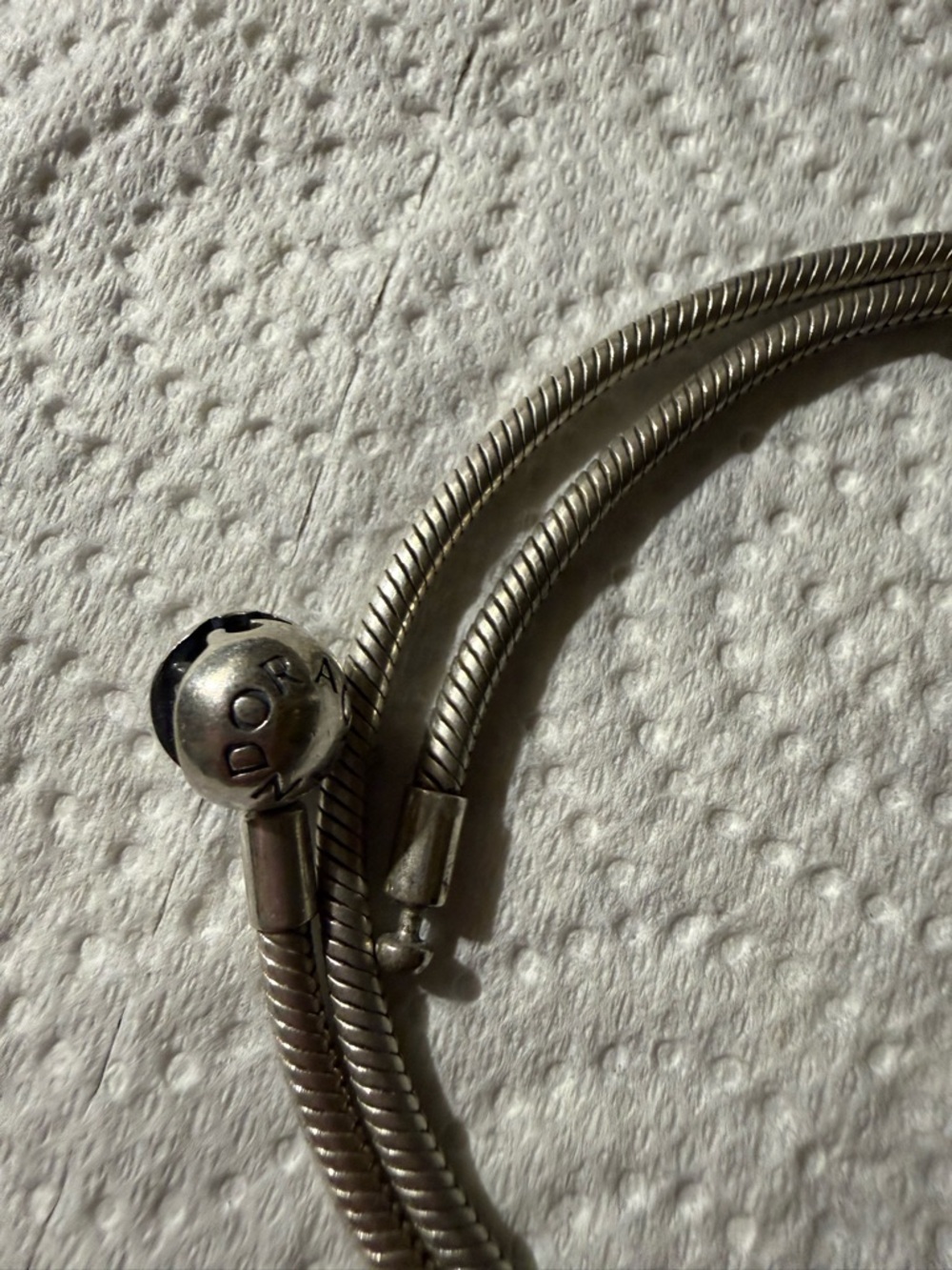 Pandora Sterling Silver Snake Chain Bracelet with Branded Barrel Clasp